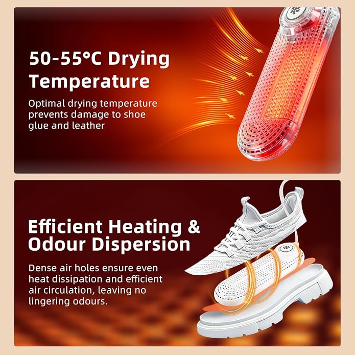 Electric Boot Dryer, Shoe Warmer with IC Controller, Footwear Travel Dryers Silent with 3/6/9 Hours Timer