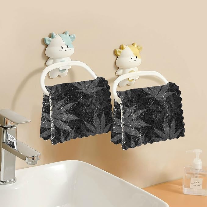 CaTaKu 6 Pack Marijuana Leaves Grey Kitchen Dish Cloths for Washing Dishes Cleaning Cloth Dish Towels Reusable Microfiber Washcloths Dish Rags for Kitchen