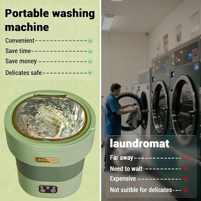 Portable Washing Machine, Mini Washer 12L Upgraded Large Capacity Foldable Washer Deep Cleaning of Underwear Baby Clothes and Other Small Clothes for Apartments Dormitories Hotels