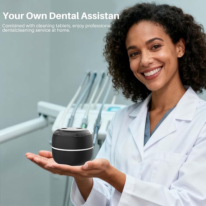 Voraiya Ultrasonic Cleaner Machine with LED Display for Invisalign, 45-52kHZ 200ml Dental Cleaning Pod Retainer Cleaner Aligner Cleaning Ultra Sonic for Mouth Guards Night Guards Dentures