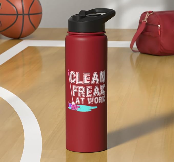 Clean Freak at Work Cleaning Stainless Steel Insulated Water Bottle