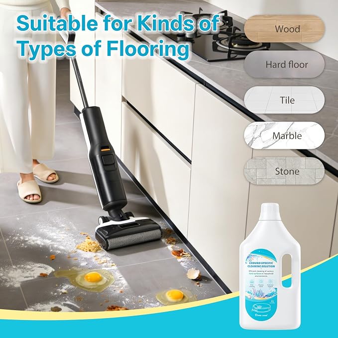 1 L Floor Cleaning Solution Ocean Scent, Compatible with Roborock/Shark/Bissell/Swiffer/IRobot/Eufy Quick Drying Without Residue Suitable for All Robot Vacuums and Wet Dry Dual-Use Vacuum Cleaners