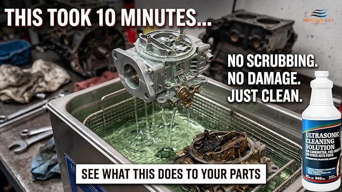 NORTHWEST ENTERPRISES Ultrasonic Cleaner Solution for Carburetors and Engine Parts. Industrial Strength Concentrated Washing Compound for Ultrasonic Machines & Immersion Washers - Makes 11 Gallons!
