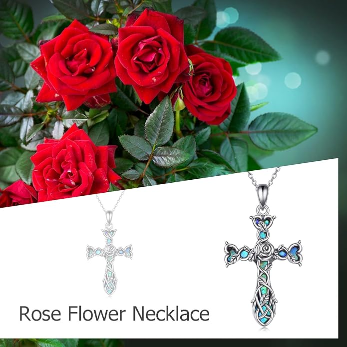 ONEFINITY Religious Cross Pendant Necklace Sterling Silver Origami Cross Pendant Gifts for Women Men Jewelry