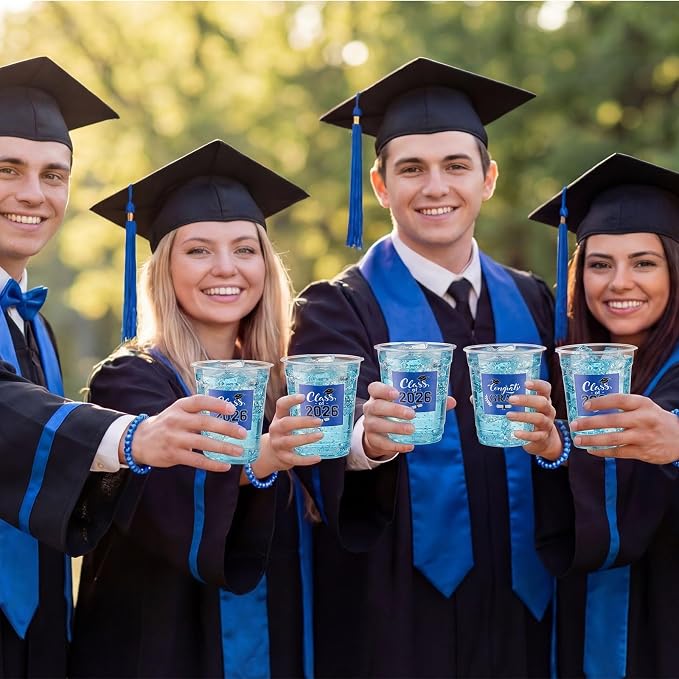 Amyhill 60 Pack 12oz Graduation Cups 2026 Graduation Decorations Disposable Plastic Cups Sturdy&Durable Drinkware for Class of 2026 Decorations Congrats Grad Party Favors Supplies (Red,Blue and White)