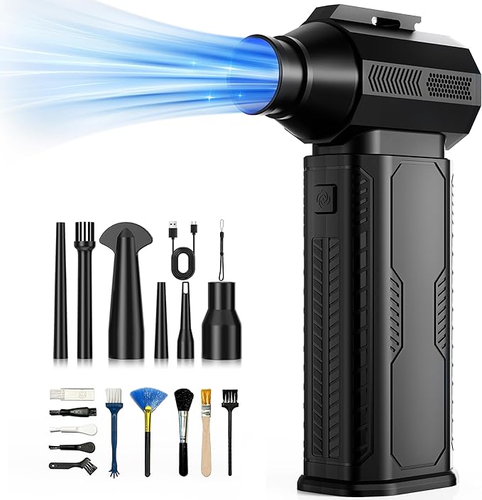 Compressed Air Duster, Rechargeable Air Blower for PC Cleaning, Desktop, Auto, Home