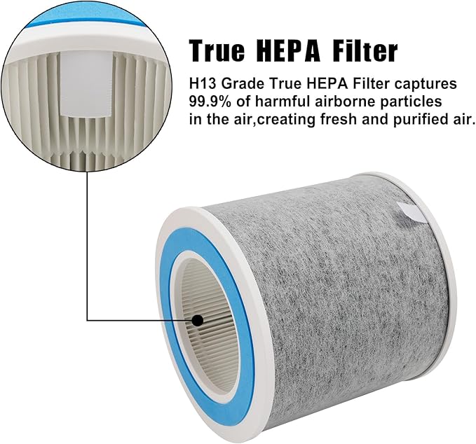 HP102 True HEPA Replacement Filter Compatible with Shark Air Purifier HP100, HP102, HC450, HC451, HC452, HC455, Compares to Part # HE1FKBAS and HE1FKPET, 2 Pack (HP102 Filters (2-Pack))