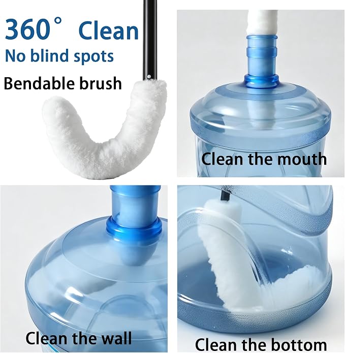 Telescopic Long Handle Bucket Brush,Up to 118cm,Thick Aluminum Alloy Extra Long Handle,Gallon Bucket Brush for Cleaning Dead Corners,Bendable Nylon Brush Head for Cleaning Bucket Opening>3.5cm (S1)
