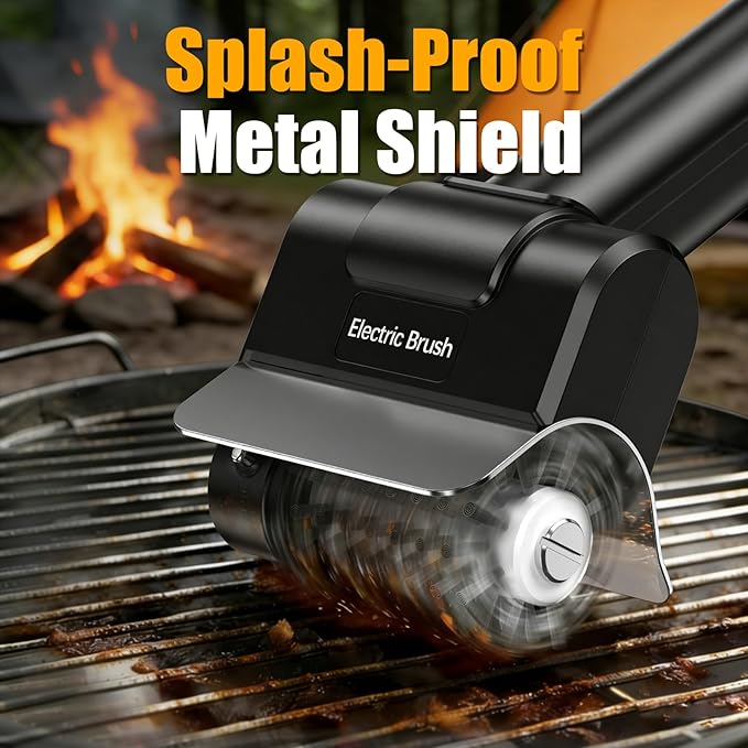 Electric Grill Brush, Heavy-Duty Cordless BBQ Brush with Stainless Steel Bristles, 2000mAh Rechargeable Battery, 1100RPM Motorized Grill Cleaner for Grates, Griddles and Smoker