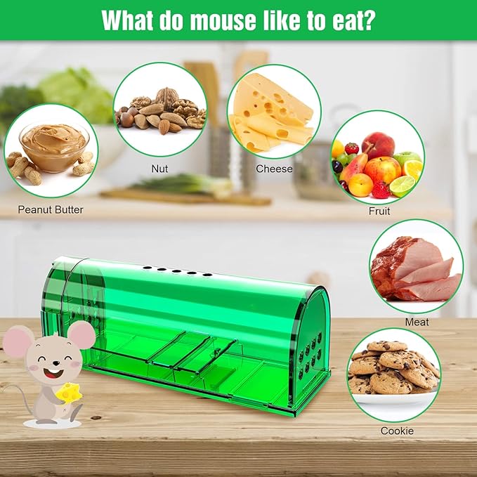 4 Pcs Humane Mouse Traps No Kill Reusable,12 Pack Peanut Taste Pheromone Sticky Mouse Trap Rat Traps Indoor for Home