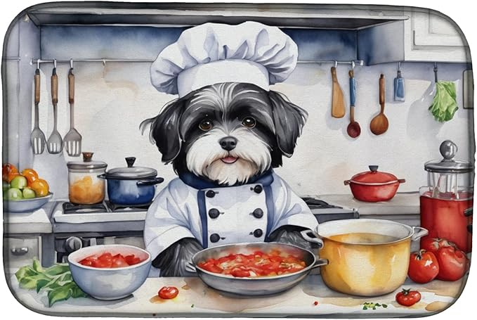 Caroline's Treasures DAC6265DDM Havanese The Chef Dish Drying Mat Absorbent Dish Drying Mat Pad for Kitchen Counter Dish Drainer Mat for Countertop, 14 x 21", Multicolor