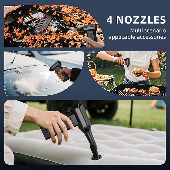 Cordless Compressed Air Duster 150000RPM Super Power Electric Air Duster 3 Gear Adjustable Mini Handheld Blower for Computer Keyboard Outdoor House and Car Cleaning Novyllis (Black)