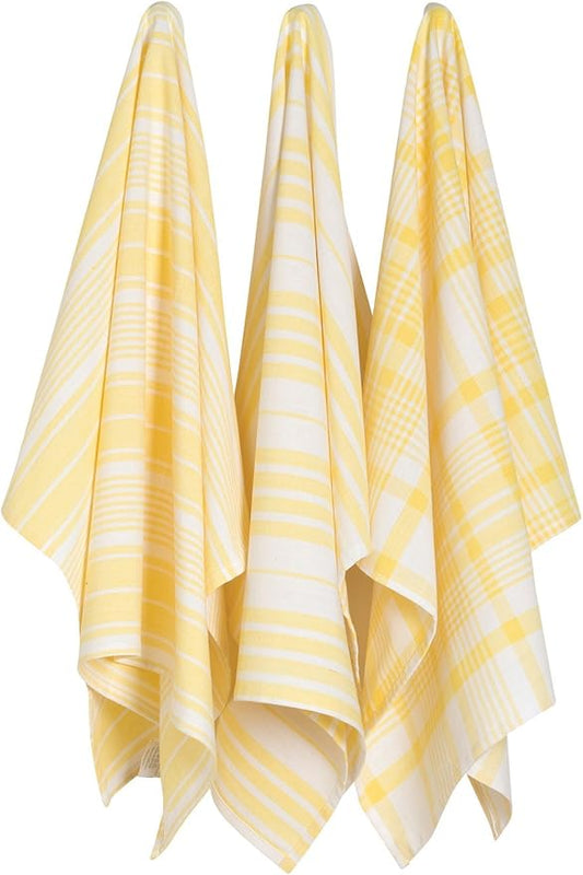 Now Designs Jumbo Pure Kitchen Towel Set of 3, Lemon Yellow