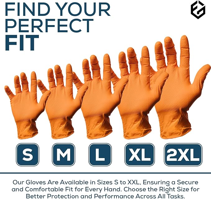 First Glove 8 Mil Heavy Duty Nitrile Gloves - Diamond Grip - Disposable Gloves for Mechanic, Automotive & Industrial Work