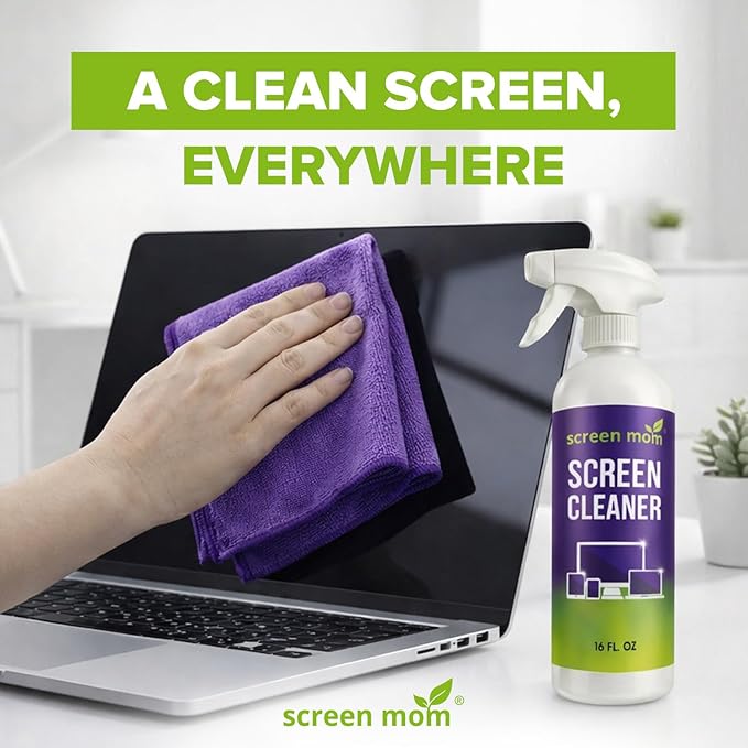 Screen Mom Ultimate Cleaning Kit - 16oz & 3 Pack 1 Oz TV Screen Cleaner Spray with Microfiber Cloth, Monitor Spray Cleaners Wipes Set for TV, Laptop, Car, Phone, iPad, Computer Cleaning Kit