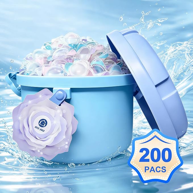 200-Count Laundry Detergent Pods, 5-in-1 Powerful Clean, Stain Remover, Color Protector, Fabric Care, Deep Intensive Clean, HE Compatible (Pear & Freesia)