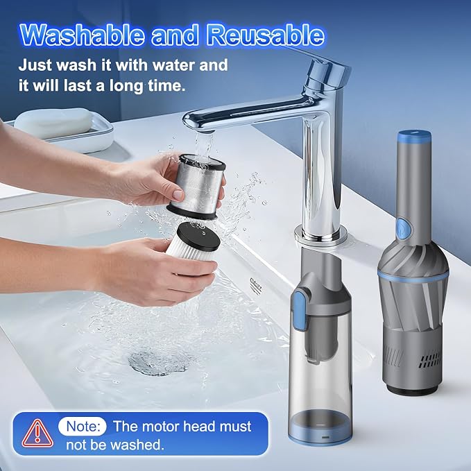 Stick Handheld Vacuum Cordless, Powerful Suction with Lightweight, Portable Rechargeable with Multi-Nozzles One-Touch Empty Dust Cup, HEPA Filter Vacuum for Home Pet Hair Car Office (VA004)