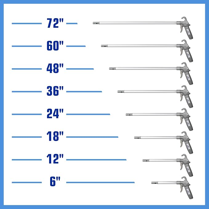 Guardair Long John Safety Air Gun with 18-Inch Aluminum Extension, High Performance OSHA Compliant Alloy Nozzle, Gray/Silver (75LJ018AA)