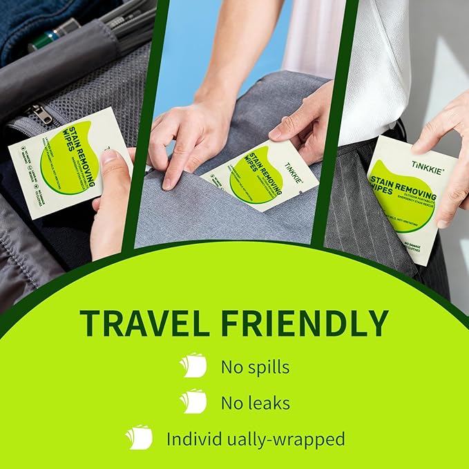 26 Pack Stain Remover Wipes for Clothes & Fabric – Instant Clothing Stain Remover for Shoes, Shirts & Jackets, Individually Wrapped Portable Wipes for Travel & On-the-Go Cleaning
