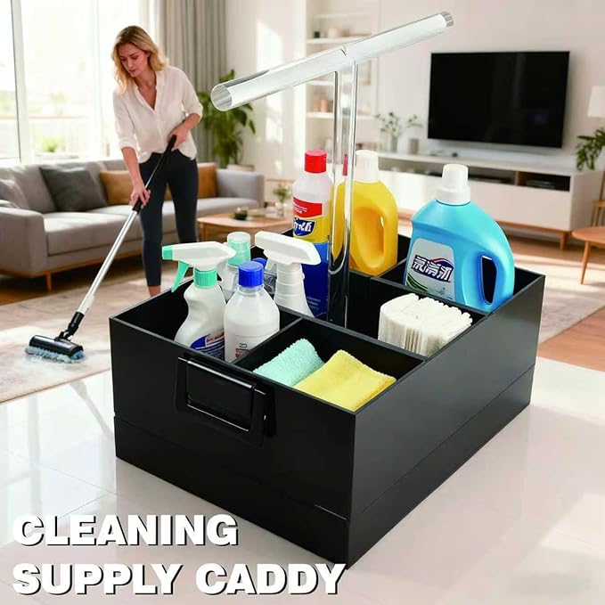 Black Shower Caddy,stotage box,portable shower caddy,6-grid acrylic classification storage with tray.Suitable for bath Dorm Room,office,kitchen,dining,hotel,bar,travel,home organizer and storage box.