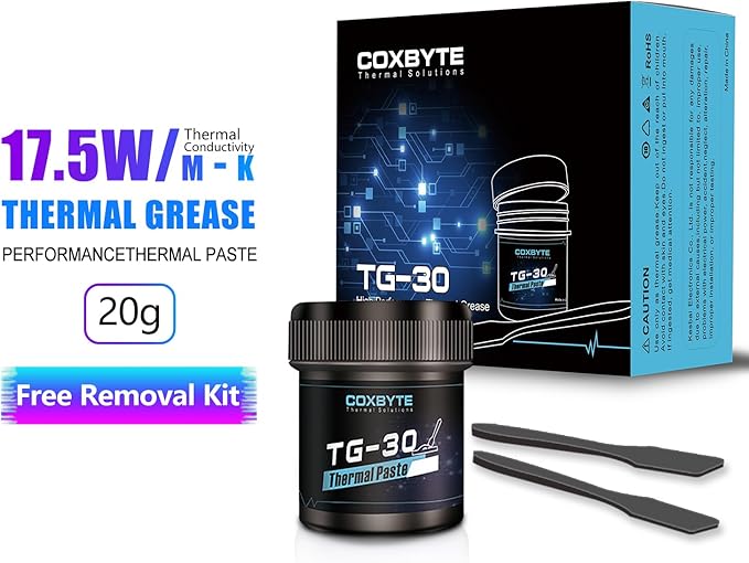 TG-30 Thermal Paste, 17.5W/m-K High Thermal Conductivity, Non-Conductive Thermal Grease for CPU/GPU/Laptop/Server, 5+ Year Longevity，Big Size，20g