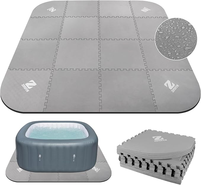 1/2" Thickness 85IN Hot Tub Mat for Inflatable Tub,Hot Tub Pad Foundation, Upgraded Thickened Eva Foam Padding for Outdoor Hot Tubs (Square-Shaped)