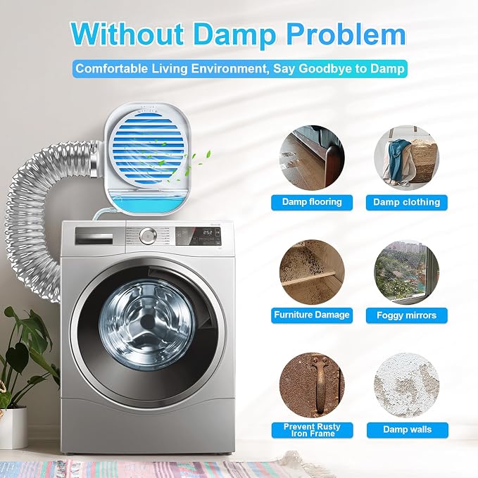 4-in-1 Indoor Dryer Vent with Dehumidifier for Protect Furniture | Dryer Vent Kit for Electric Dryers Stainless Steel Screen Filter Lint Trap Polyester Filter and Visual Water Tank