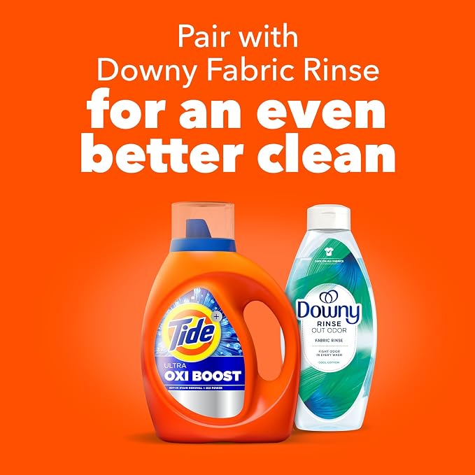 Tide Ultra Oxi Boost Liquid Laundry Detergent, 92 fl oz, 65 Loads, Advanced Stain Remover, Laundry Detergent Liquid with Extra Oxi Power