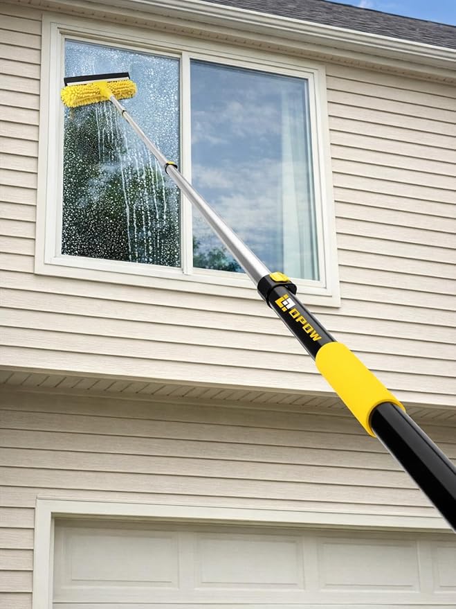 4.7-12ft Telescopic Extension Pole, Heavy-Duty Aluminum Paint Roller Extension Pole with Flip-Lock, Universal Thread, Multi-Purpose Extendable Pole for Second-Story Work
