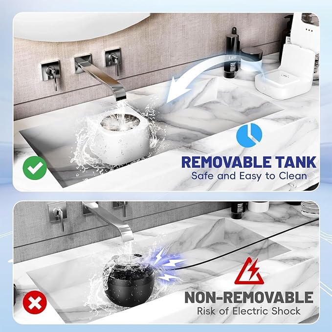 Sonolab Ultrasonic Retainer Cleaner Machine with 2 Removable/Replaceable Tanks, 45kHz Sonic Dental Cleaning Pod, 240ml Large Capacity Ultrasonic UV Cleaner for Dentures, Aligners, Mouth Guards