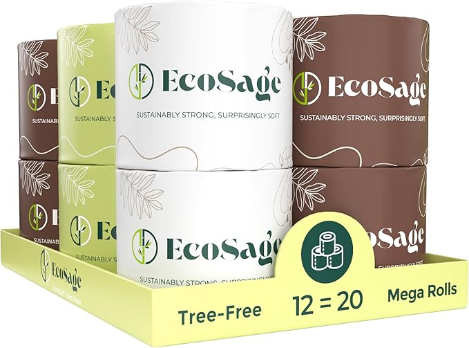 100% Bamboo Toilet Paper - 3 Ply 12 Mega Rolls (Equivalent to 20 Regular Rolls) | Highly Absorbent, Hypoallergenic, FSC-Certified | Eco-friendly,Sustainable, 360 Sheets per Roll, Eco-Conscious Choice