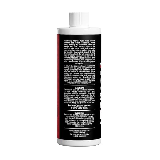 Vicrez Auto Care vac102 Remover Pro Swirl, Scratches, Water Spots, Tree Sap w/Microfiber Towel and Sponge Kit