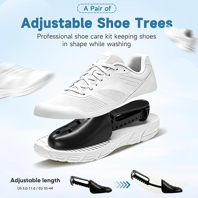 Shoe Bag for Washing Machine and Dryer - 2PCS XXL Reusable Shoe Laundry Bag with Shoe Tree - Chenille Microfiber 360°Deep Cleaning Bag for Sneakers Tennis Delicate Shoes - Gray 15.35 × 7.5 Inches