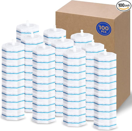 100 Count Toilet Wand Refills Disposable Toilet Brush Toilet Cleaner Refill Pads Wand Kit Scrubber Refills Compatible With Most Brushes No Falling Apart, Fresh Fragrance