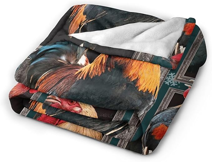 Tijuboni Rooster Chicken Throw Blanket Rooster Gifts for Girls Boys Women Men Kids Adults Soft Flannel Fleece Blanket for Couch Sofa Bed Home Decor 50"x60"