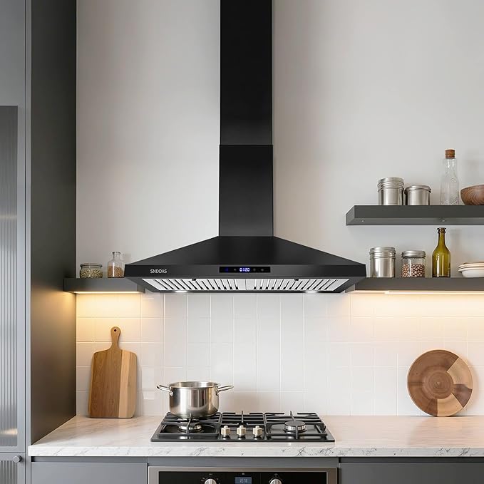 Stainless Steel Chimney Extension for SNDOAS Range Hood GD17 and GD24 Series, 31.5 inch, Wall-Mounted style (Black)