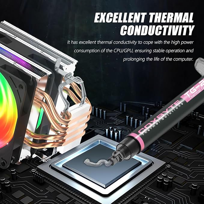 TG-25 Thermal Paste, 13.8W/m-K High Thermal Conductivity, Non-Conductive CPU/GPU Thermal Grease for Desktop, Laptop, Server, 5+ Year Longevity, 2g Syringe with Spatula