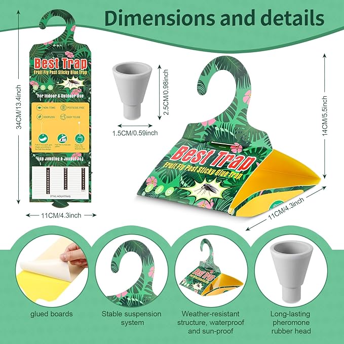 24 Pack Codling Moth Traps for Apple Trees with Pheromone Lures – Triangular Hanging Sticky for Apple Trees, Includes 24 Traps & 24 Lures, for Orchard & Garden Use