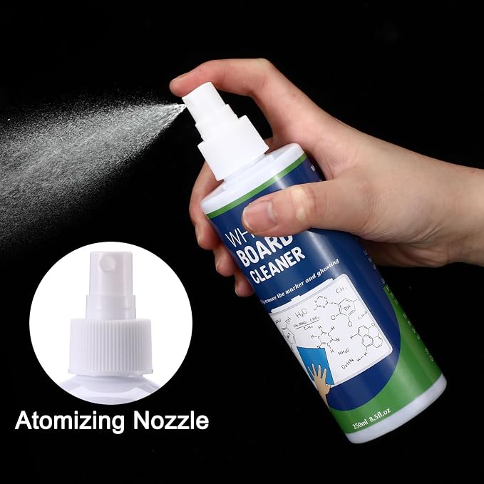 6 Pack Non-Toxic White Board Cleaner Spray, 8.5oz Dry Erase Board Cleaner with 6 Microfiber Cloths, Removes Marker Ghosting and Stains for School, Office and Home Use