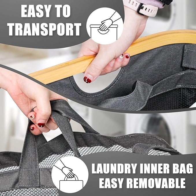 Hampers for Laundry Basket with Lid, 160L Extra Large 3 Section Clothes Divided Organizer for Bedroom, Laundry Room, Dirty Clothes Hamper, Grey