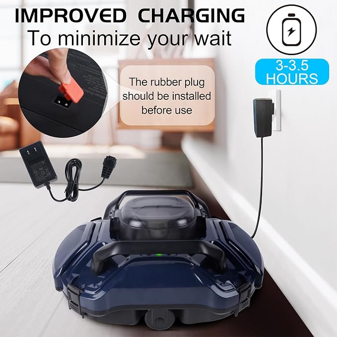 yosager Cordless Robotic Pool Cleaner, Cordless Automatic Pool Vacuum Lasts 90 Mins Runtime with Rechargeable Battery, Robotic Pool Vacuum Automatic Cleaning, Dual-Motor, for Above/In Ground Pools