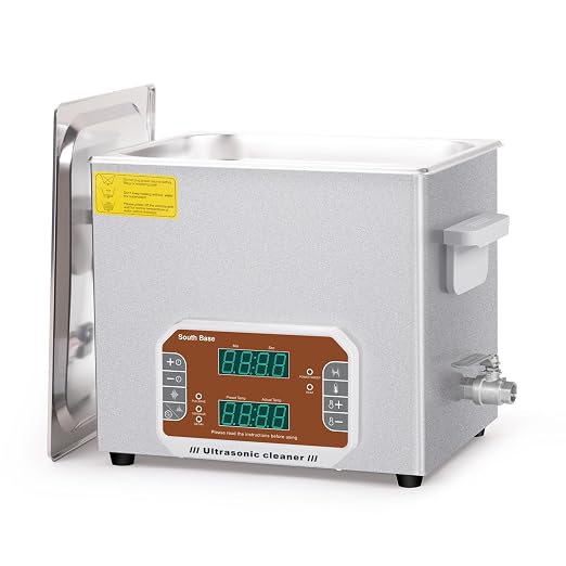 SOUTH BASE Ultrasonic Cleaner,10L Sonic Cleaner with Cleaning Basket,Timer&Heater,240W Touch Control Ultrasonic Cleaning Machine for Cleaning Gun,Engine,Carburetor Parts,Chain