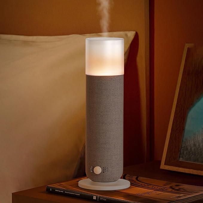 Luxury Scent Air Machine for Hotel Collection Fragrance - 120ml/1000 Sq. Ft Coverage, Waterless Essential Oil Diffuser, Twilight Ambient Light, Manual Controls, Compact Fabric Design for Home, Gray
