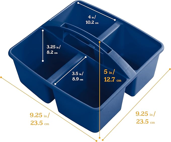 ECR4Kids 4-Compartment Medium Plastic Caddy, Multipurpose Organization, Earthtone, 6-Pack