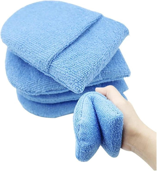 2/4pcs Soft Microfiber Car Waxing Applicator Mitts Polishing Sponge Finger Wax Foam Washing Pad Auto Detailing Cleaning Tools(Blue 4pcs)