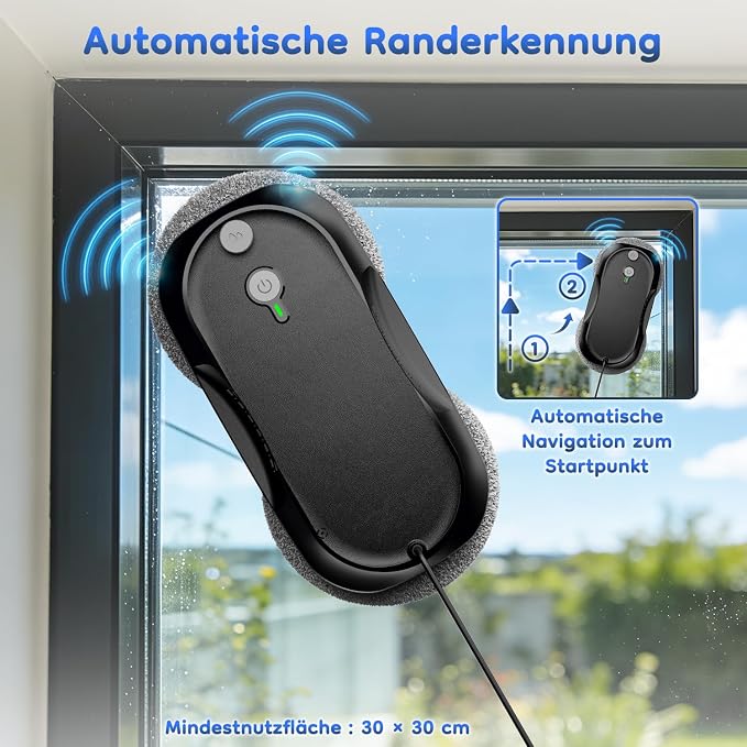 Obito Window Cleaning,Window Cleaner Robot with Triple Safety System,Edge Detection,Intelligent Navigation,Anti-Slipping, Longer Battery Life, Max 6400Pa, Remote Control