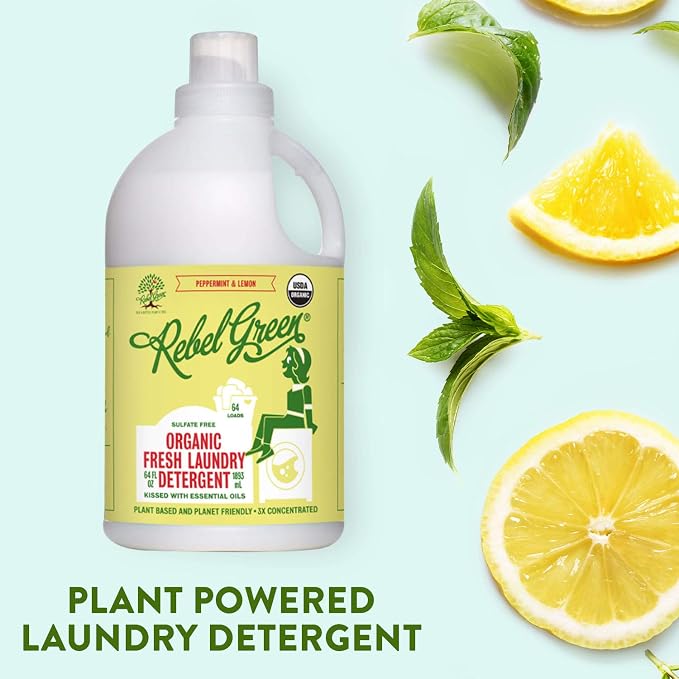 Rebel Green, Laundry Detergent Fresh Peppermint Lemon, 64 Fl Oz