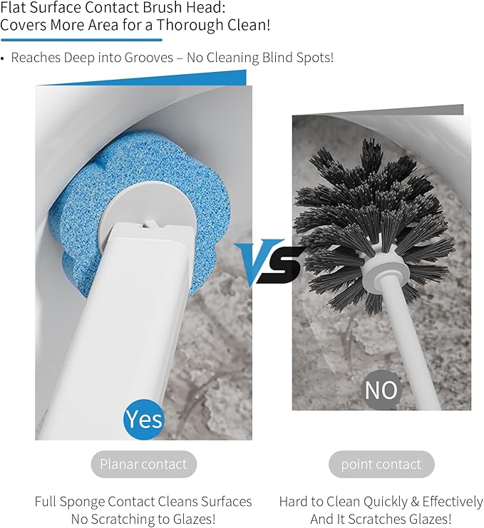 Toilet Brush with 120 Refills, White Toilet Cleaning Brush, Toilet Bowl Brush, Toilet Brush Refill for Efficient and Deep Scrub Toilet