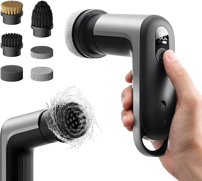 HOTO 9 Pcs Replacement Pads and HOTO Grip™ Cordless Electric Spin Scrubber