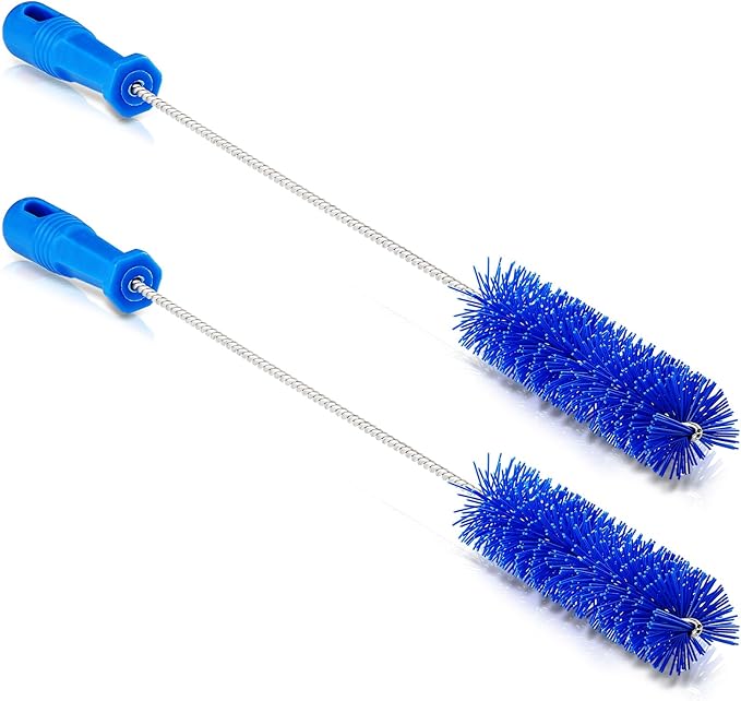 Baderke 2 Pieces Drain Brush Pipe Cleaning Tube Brushes 19.7 Inch Plastic Shower Pipe Flexible Cleaning Tool(Blue,19.7 x 1.5 Inch)